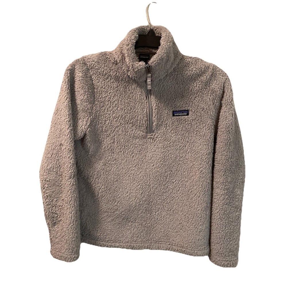 PATAGONIA Women's 1/4 Zip M Los Gatos Gray Faux Fur Pullover Jacket Style 25235